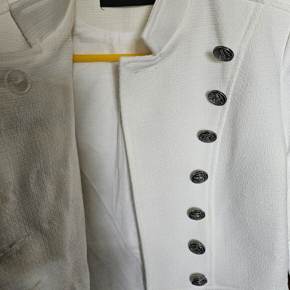 New without Tags with Defect Balmain Crystal Embellished Military White Jacket - Picture 6 of 9